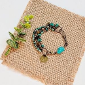 ARTISAN BRASS GEMSTONE BRACELET